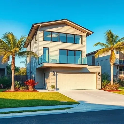 Beautiful modern home in Tampa with a stylish second-story addition, energy-efficient windows, lush tropical landscaping and contemporary siding