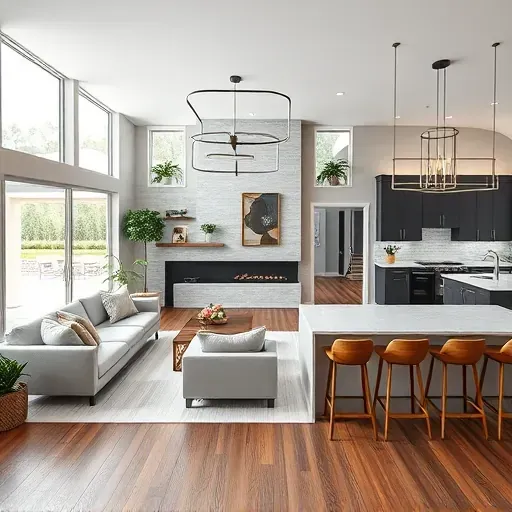 Complete home remodeling in Trinity, FL featuring a modern open-concept living area with stylish decor and elegant furnishings.