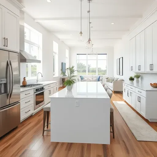 Modern Clearwater FL kitchen remodel with sleek appliances, quartz countertops, and inviting decor in natural light.