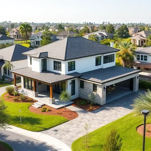 Completed modern Tampa home with seamless extension, lush landscaping, sleek windows, and stylish driveway under bright daylight