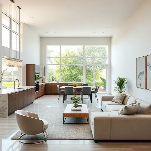 Stylish open-concept living space in Egypt Lake-Leto, featuring modern fixtures, spacious layout, and lush garden views.