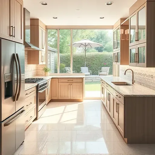 Modern kitchen remodel in Safety Harbor FL featuring high-end appliances, granite countertops, and natural lighting.