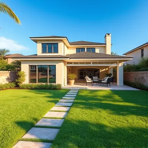 Beautiful home addition in Tampa FL with modern design, large windows, lush landscaping, and inviting outdoor features