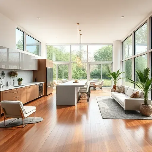 Elegant open-concept remodeled living space in Temple Terrace, FL featuring modern design, natural light, and lush greenery.