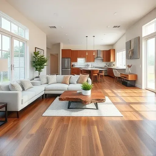 Spacious Valrico FL living room with elegant design, wooden flooring, modern furnishings, and vibrant indoor plant.