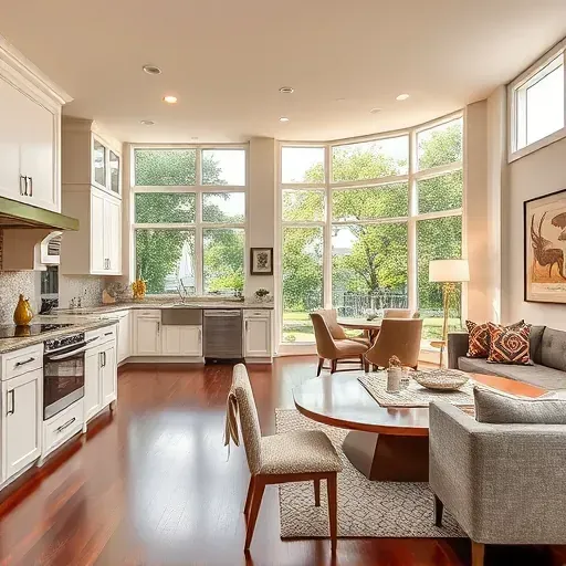 Home remodeling project in Seminole FL featuring an elegant open-concept living space with modern kitchen and dining area.