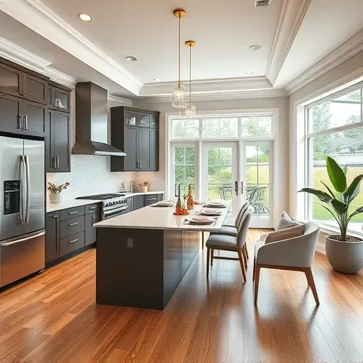 Stunning Riverview FL kitchen and living area featuring modern design, sleek cabinetry, quartz countertops, and inviting lighting.