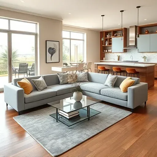Modern living area in Carrollwood, FL with sleek design, hardwood floors, and natural light creating a spacious atmosphere.