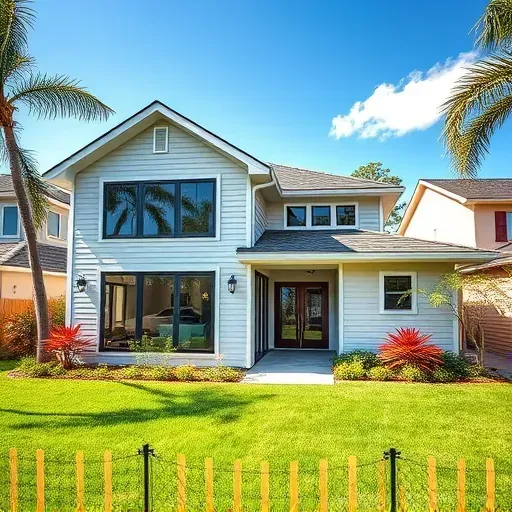 Beautiful home addition in Tampa with modern extension, large windows, sleek siding, and lush landscaping.