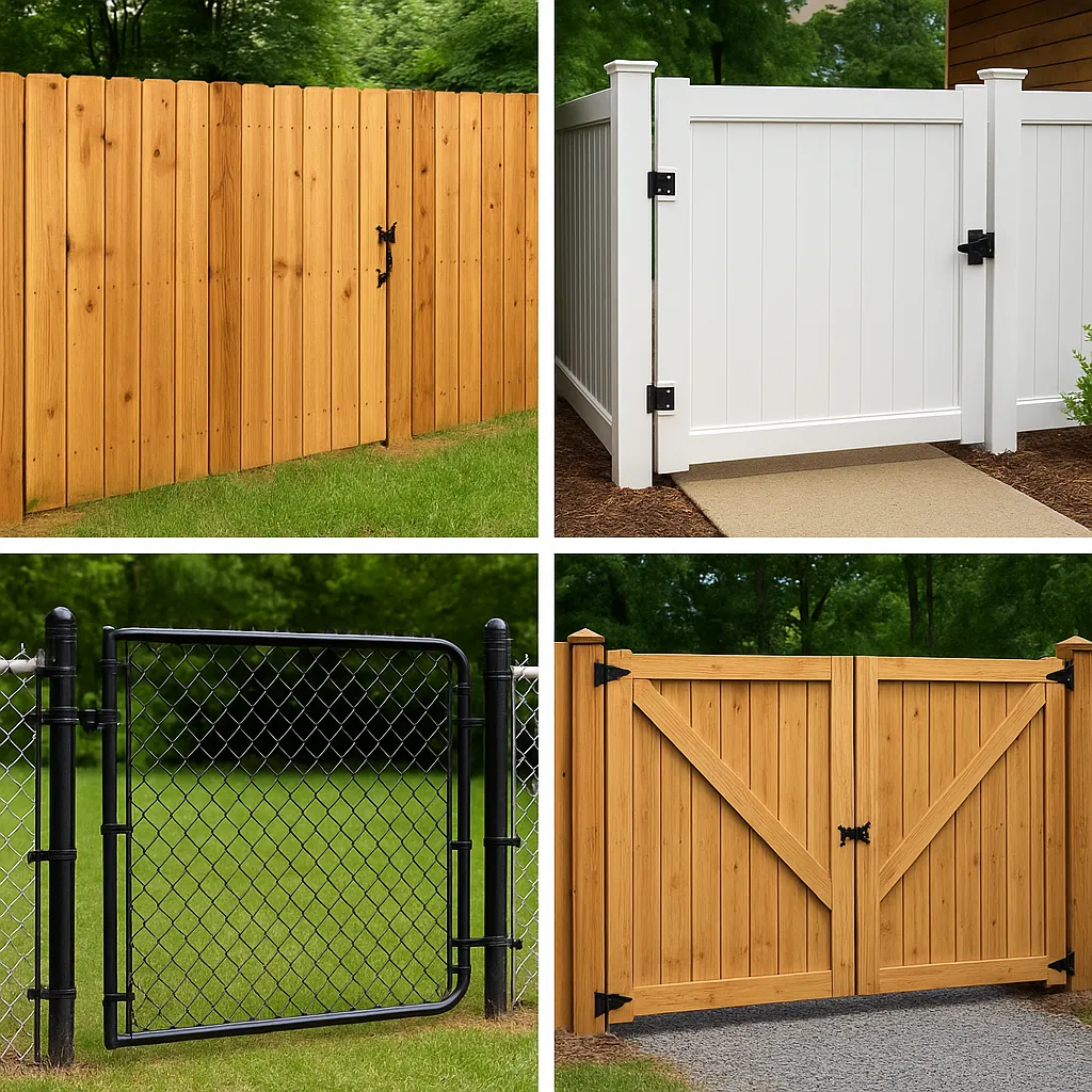 Custom wood privacy fence gate installation in North and South Carolina