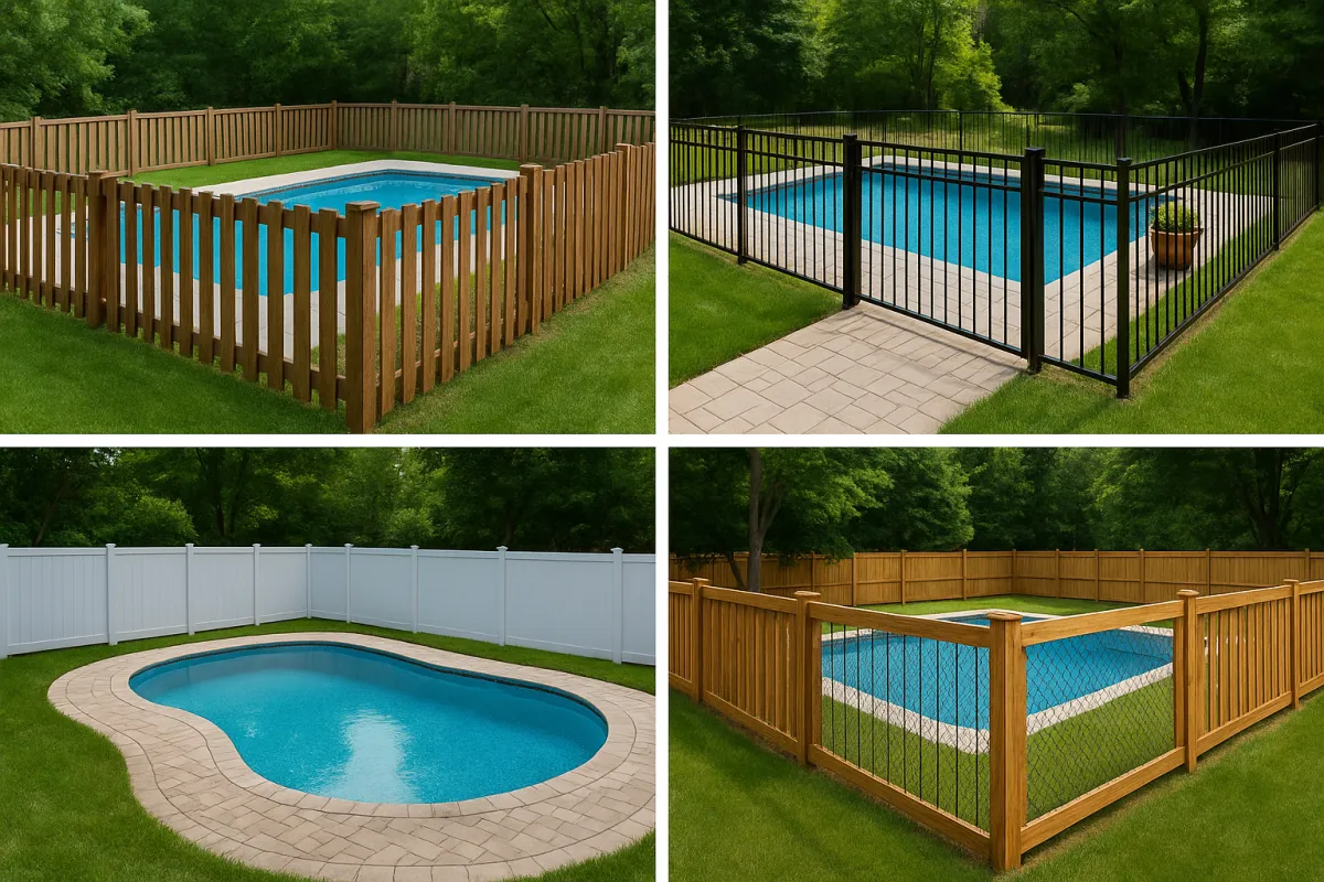 Aluminum pool fence installation with self-closing safety gate in North and South Carolina