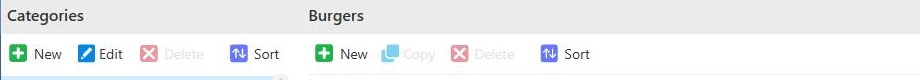Copy and Delete stay grey until a product row is selected