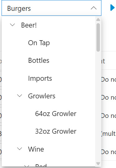 Choosing the category from the menu tree