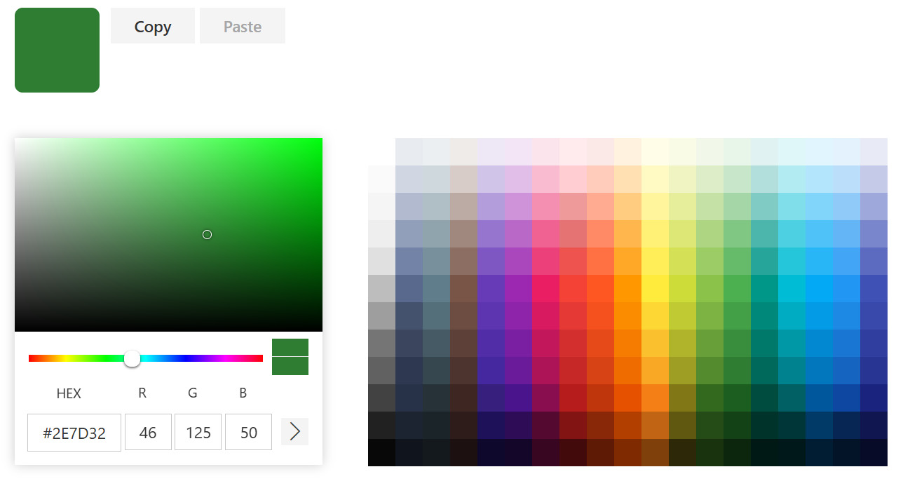 The color picker on a product record