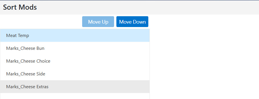Sort, for reordering without reopening Select Modifiers