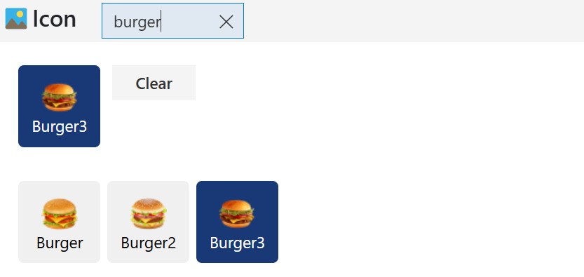 Searching the icon library