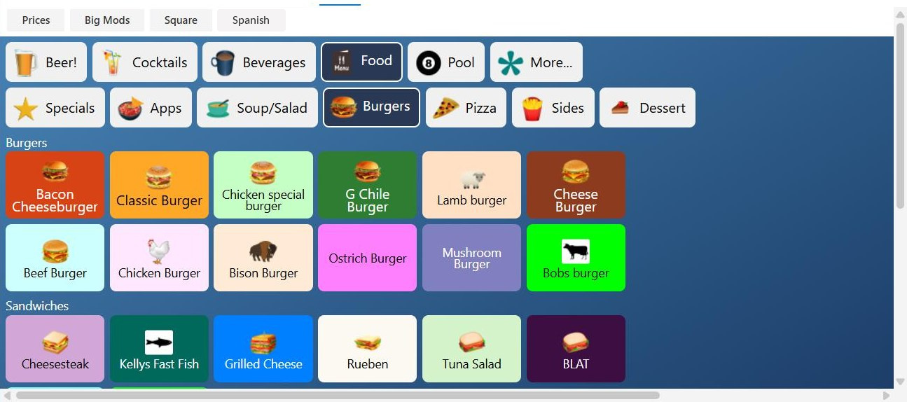 New products on the POS layout, seen in Preview