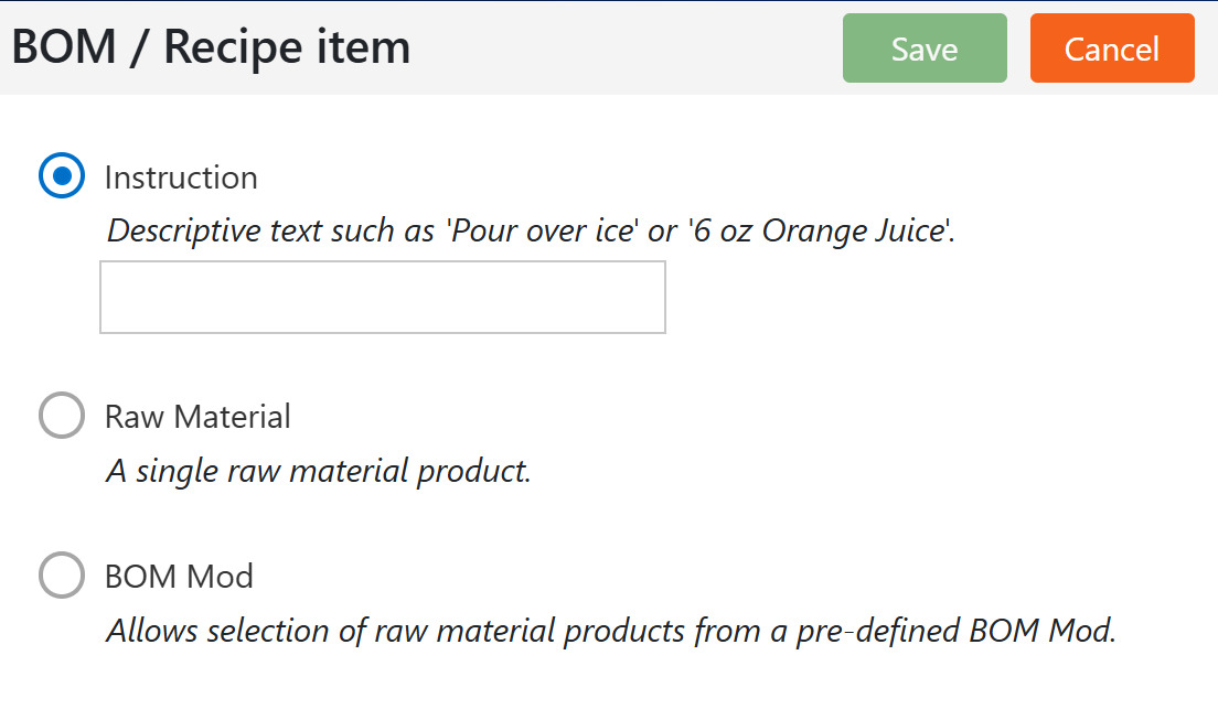 Every recipe line is one of three kinds