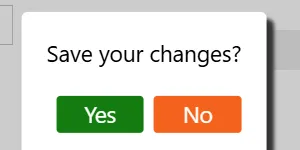 The Save your changes? prompt, with Yes and No buttons