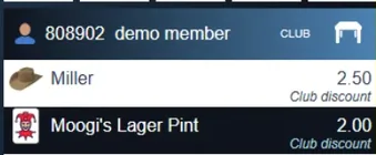 A member's ticket. The club price is applied as each item is added