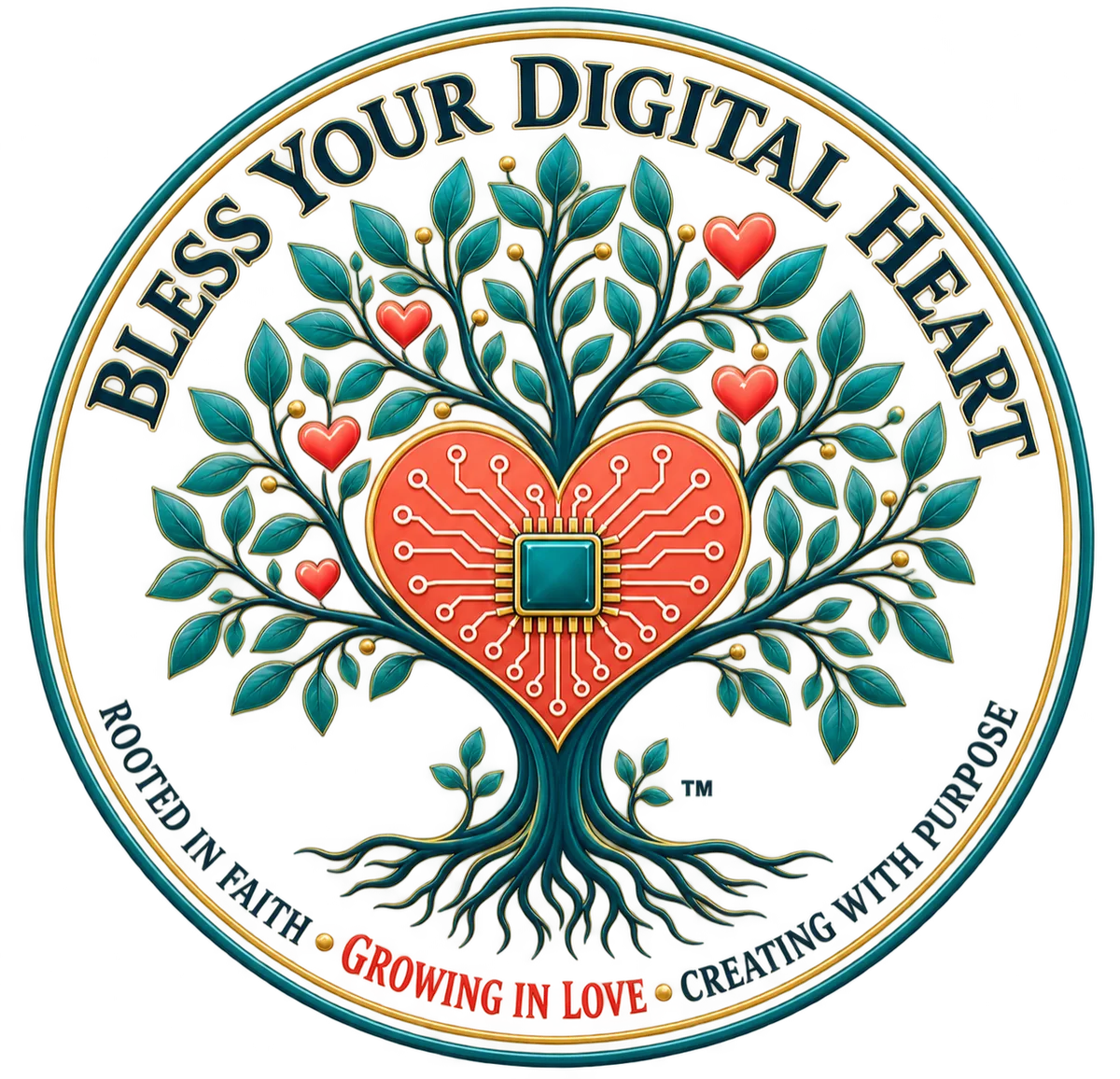 Bless Your Digital Heart tree and digital heart logo