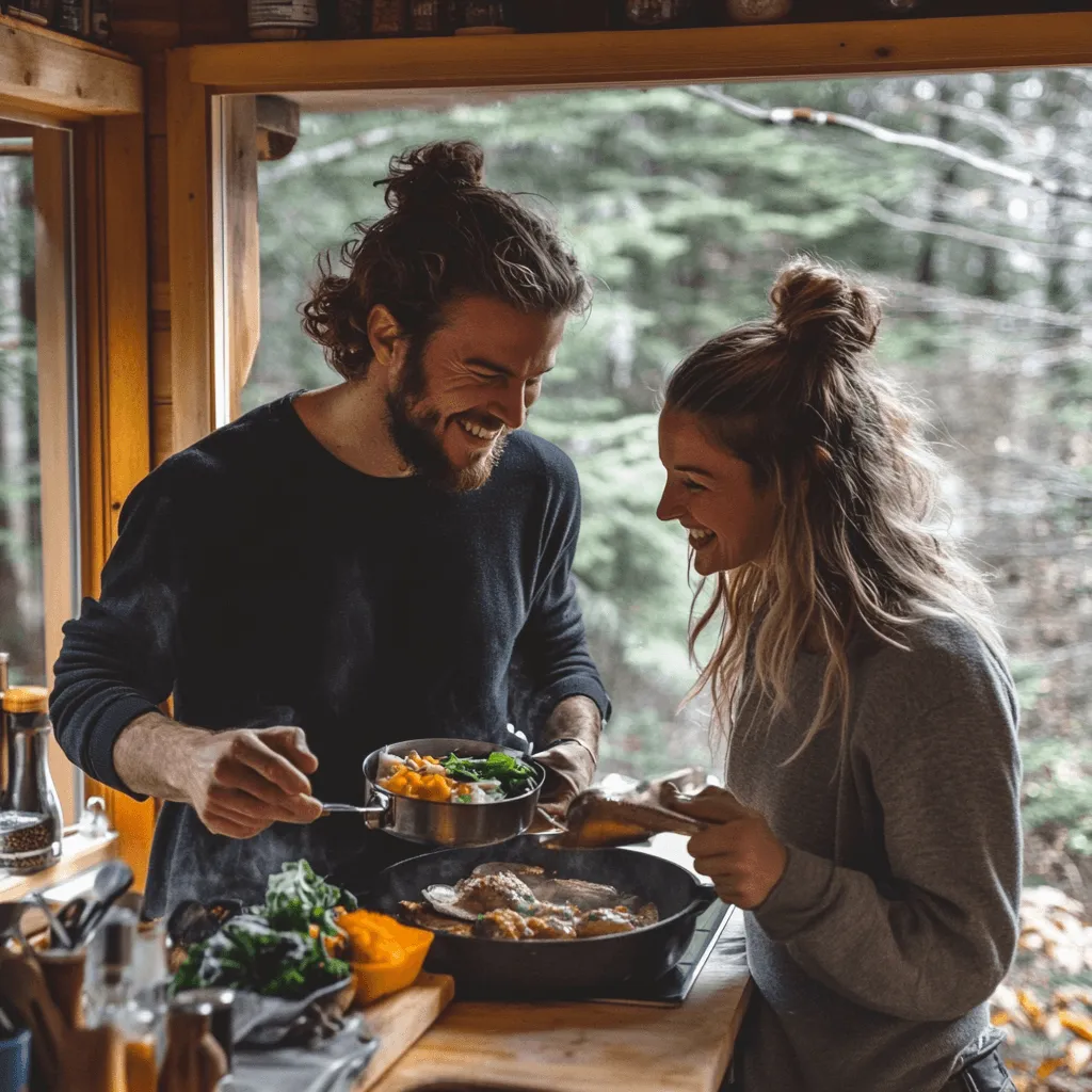 Attactive young man and woman - keto meal