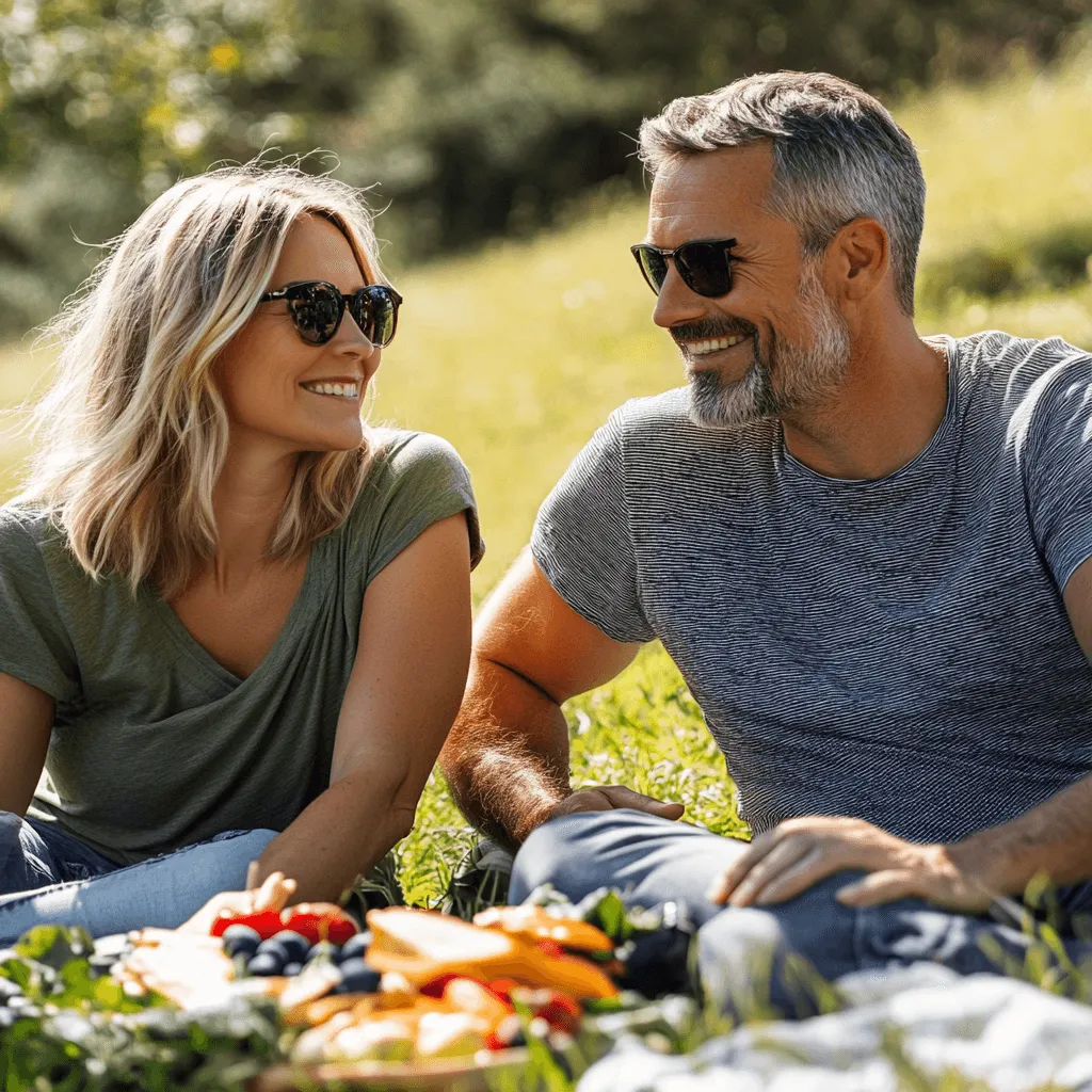 Attractive man and woman having a keto picnic