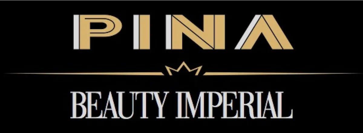 Logo von Pina Beauty Imperial – luxuriöse Schönheitsmarke mit goldener Schrift und Krone