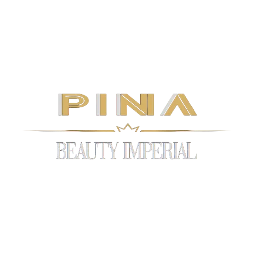 Logo von Pina Beauty Imperial – luxuriöse Schönheitsmarke mit goldener Schrift und Krone