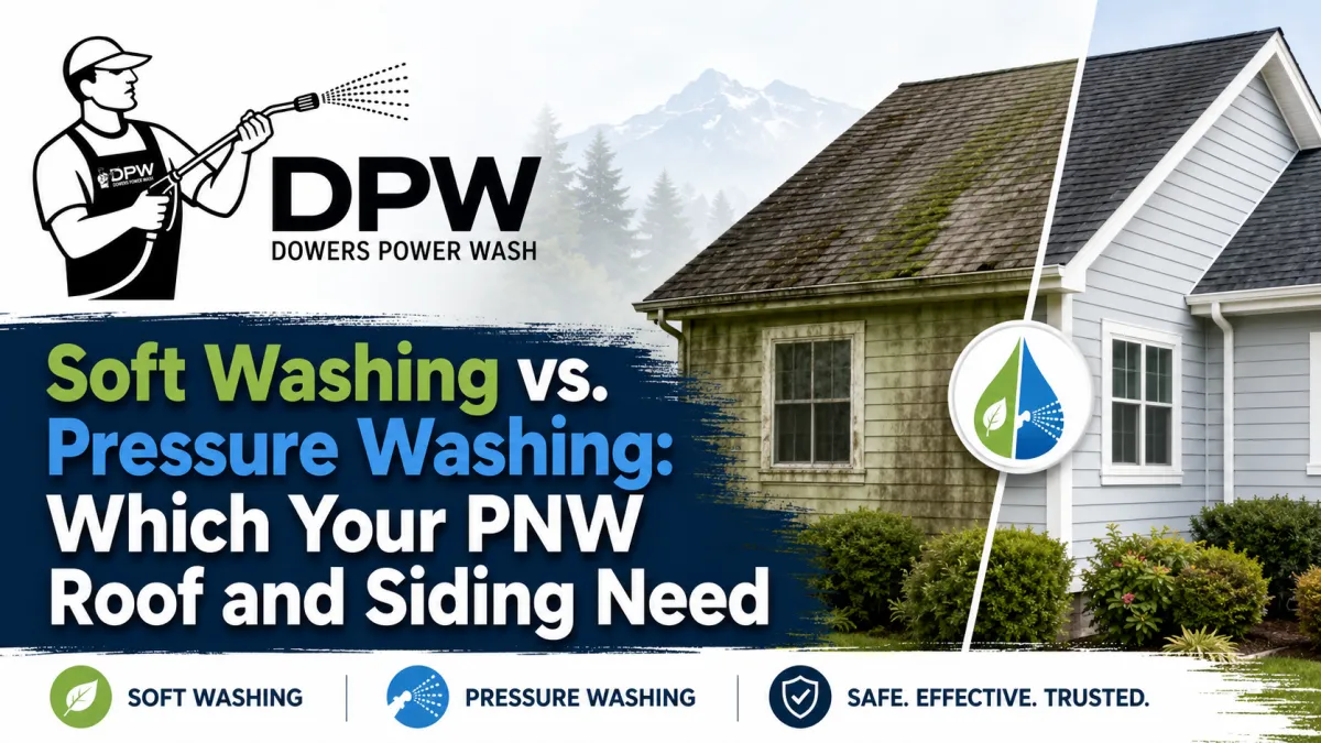 Soft Washing vs. Pressure Washing PNW roof needs