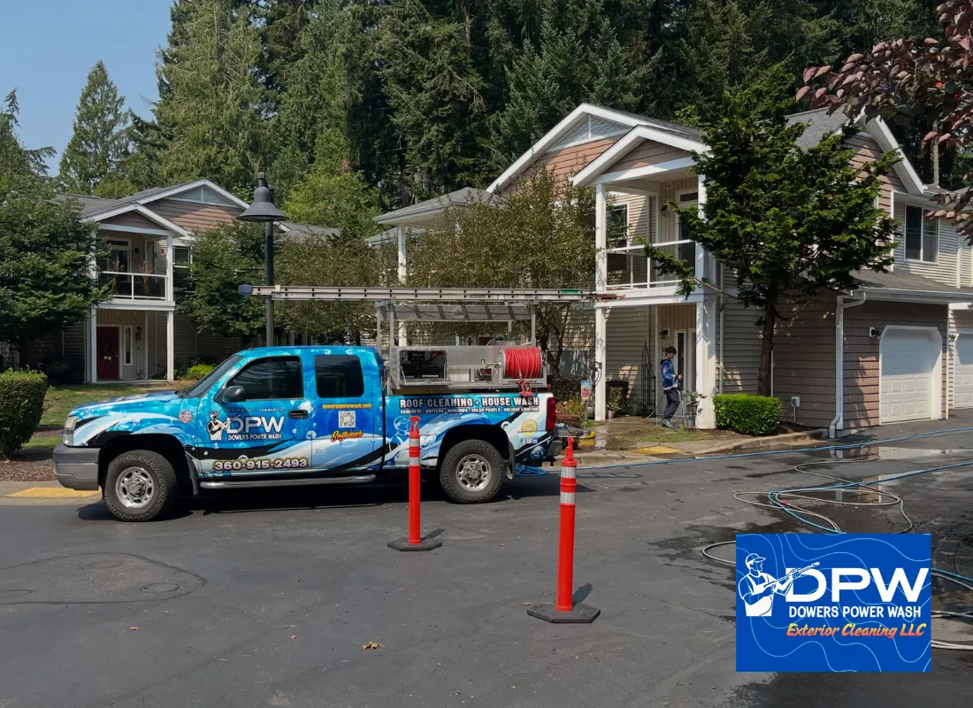 office building complex after pressure washing