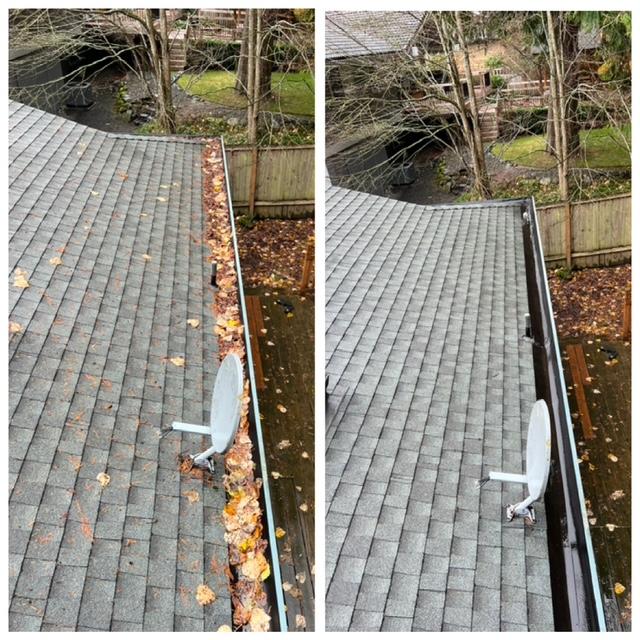 Gutters being cleared of leaves and debris