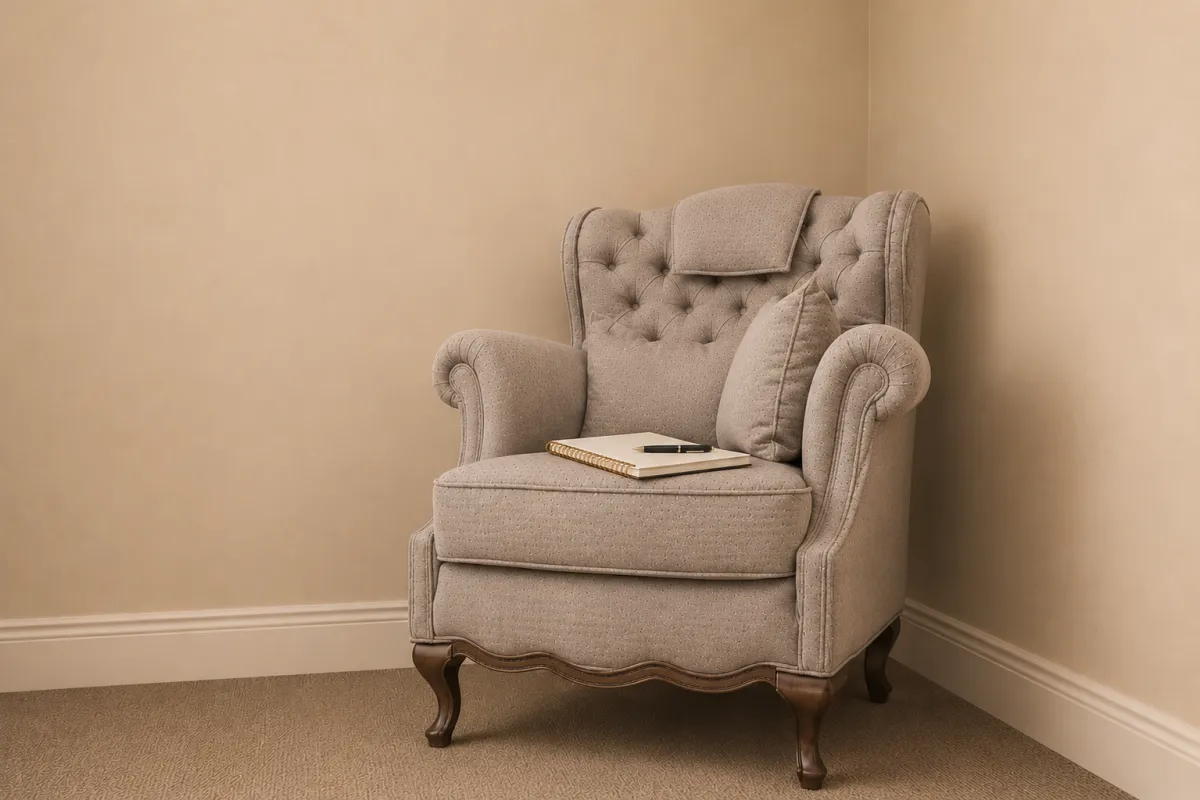 A warm, sunlit desk with handwritten letters and a cup of tea