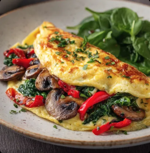 Spinach and Mushroom Veggie Omelette Recipe