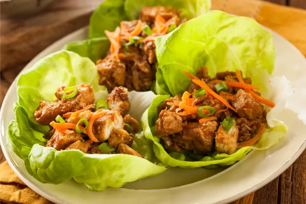 Asian Style Chicken Lettuce Wraps (Quick + High -Protein)