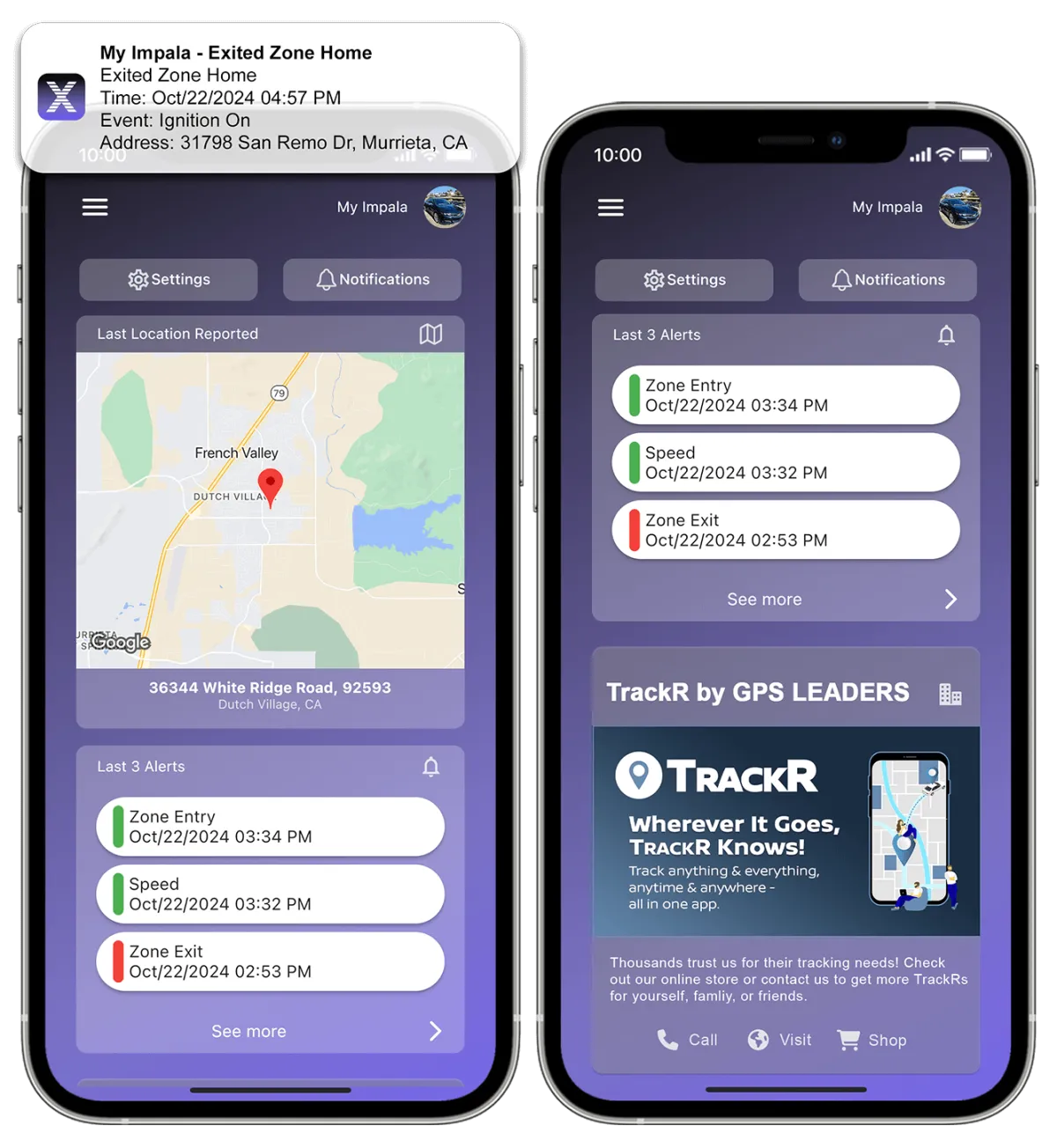 GPS Leaders Personal Tracking TackR App Dashboard