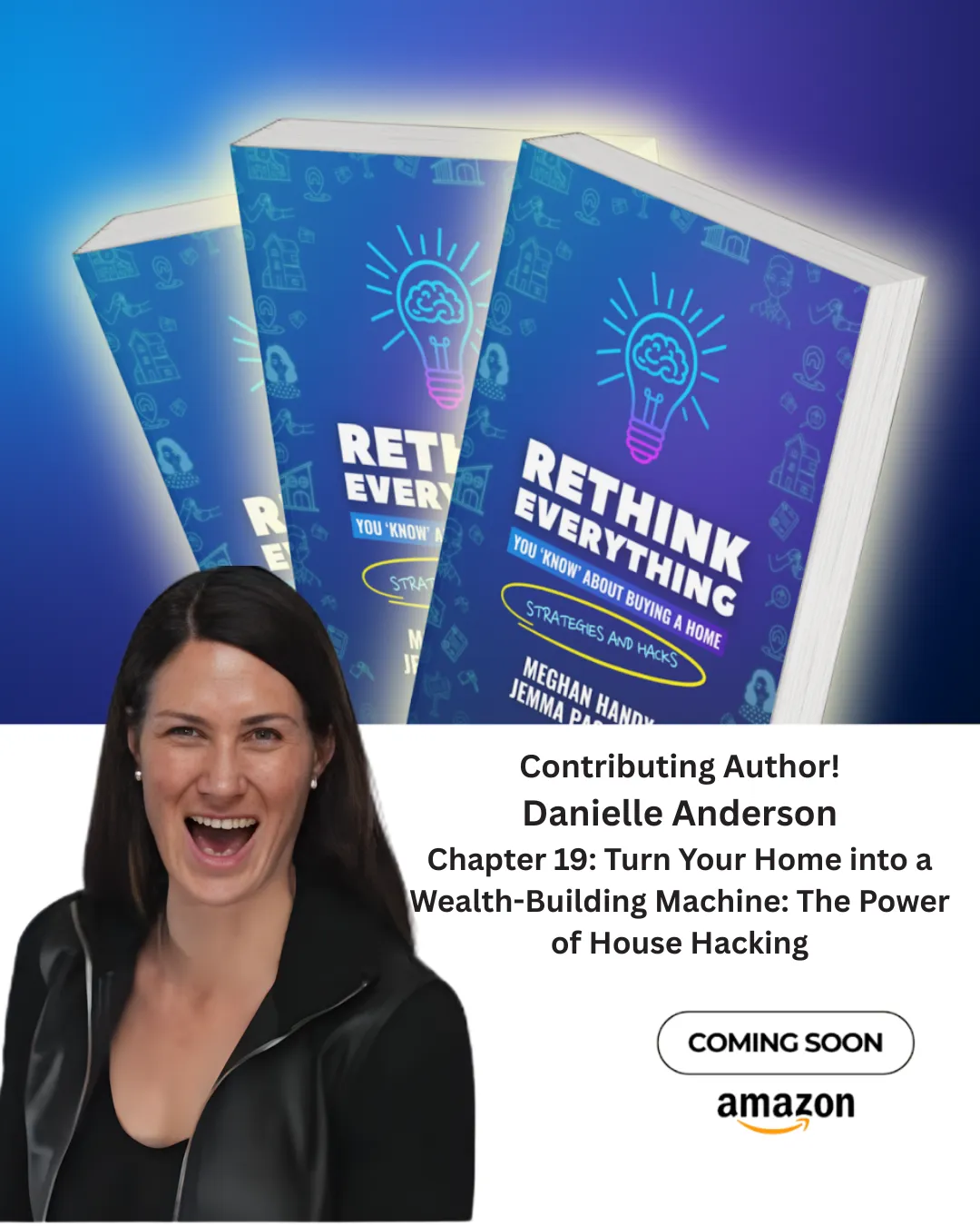 A contemporary two-story home with a visible 'For Rent' sign in the front yard, landscaped with green shrubs and a driveway, under a clear blue sky. The image conveys opportunity and approachability for aspiring house hackers.