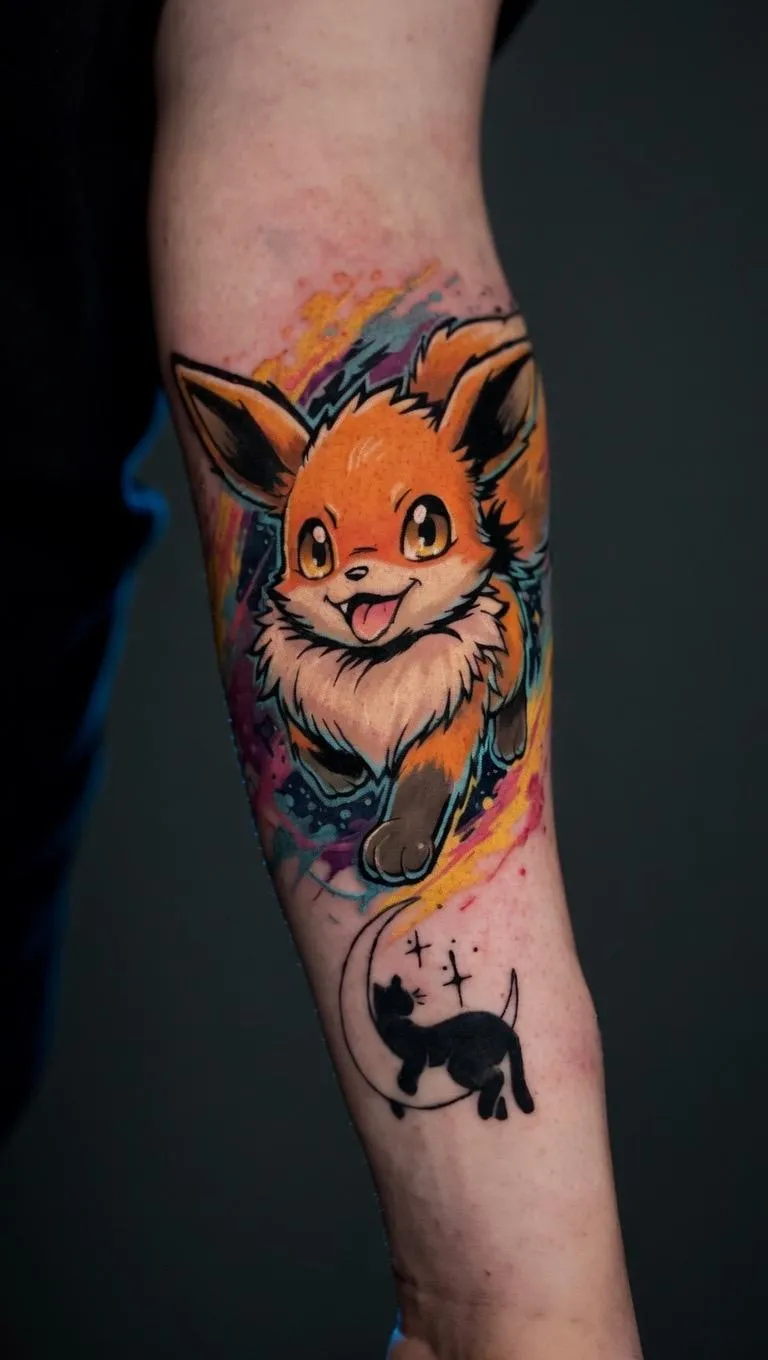 person with tattoo on right arm