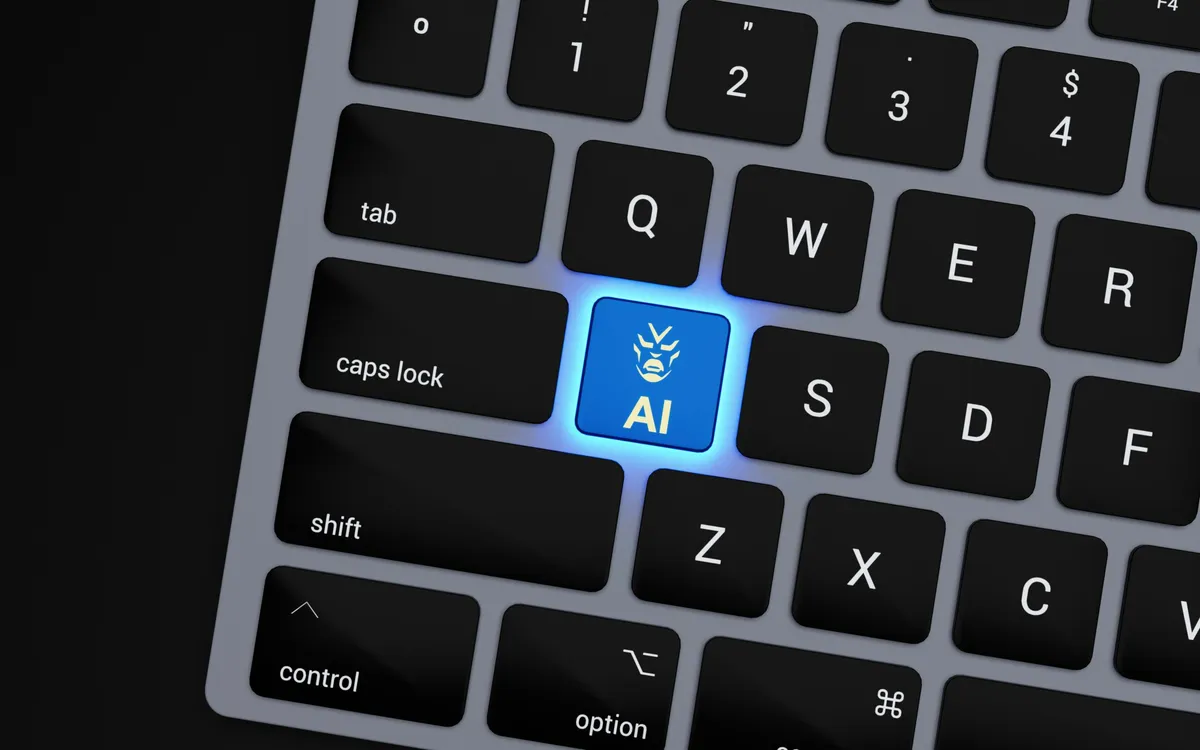 a-close-up-of-a-keyboard-with-a-blue-button
