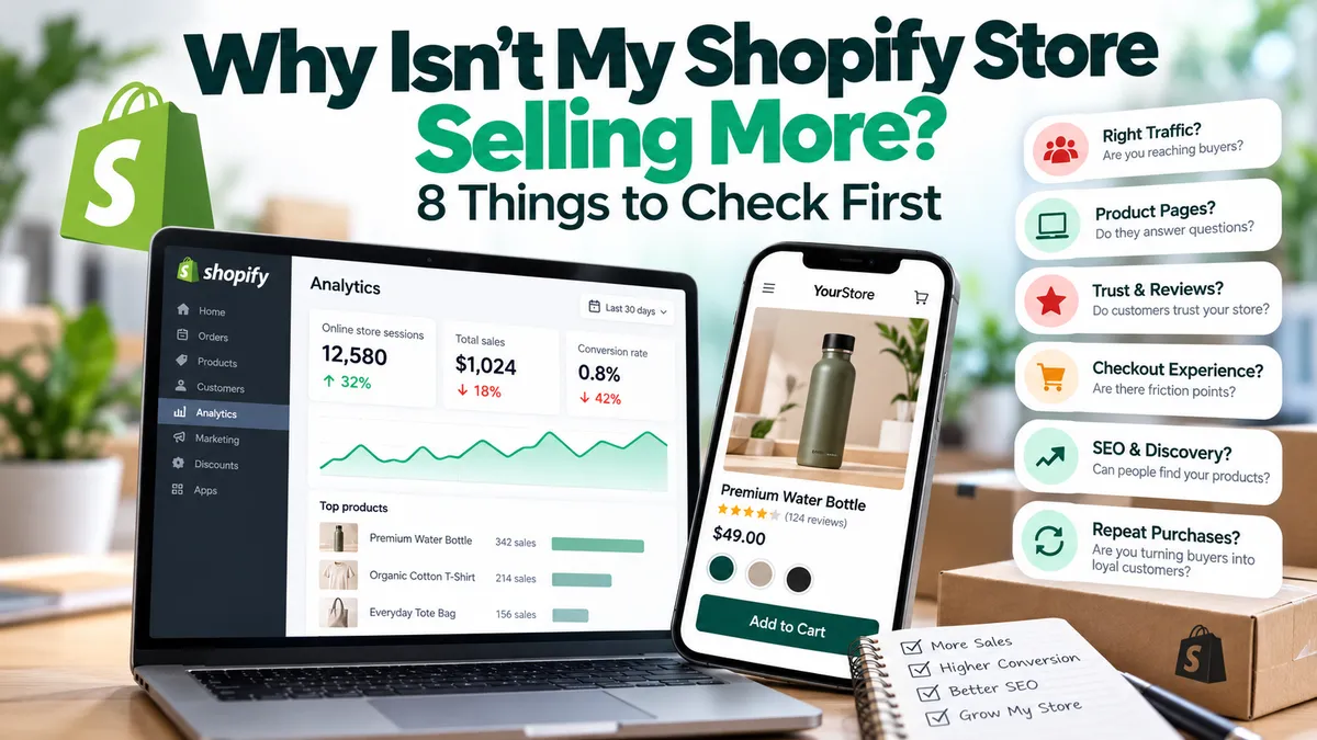 Shopify ecommerce store analysis showing opportunities to improve online sales