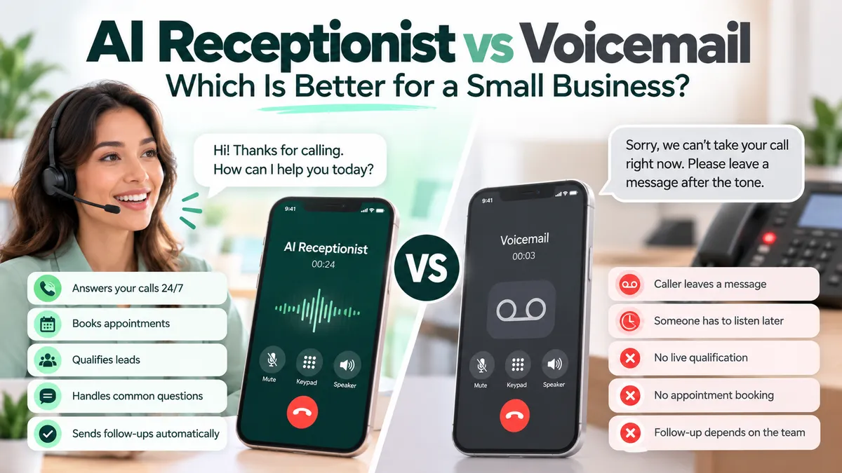 AI receptionist compared with traditional voicemail for small business call handling