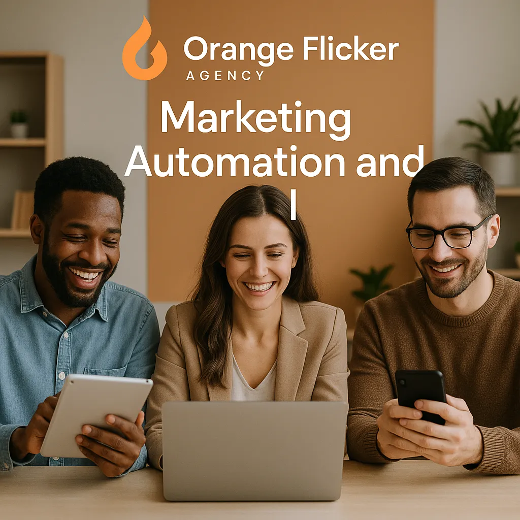 Dynamic digital funnel by Orange Flicker, pulling in data and engagement symbols for optimized marketing campaigns