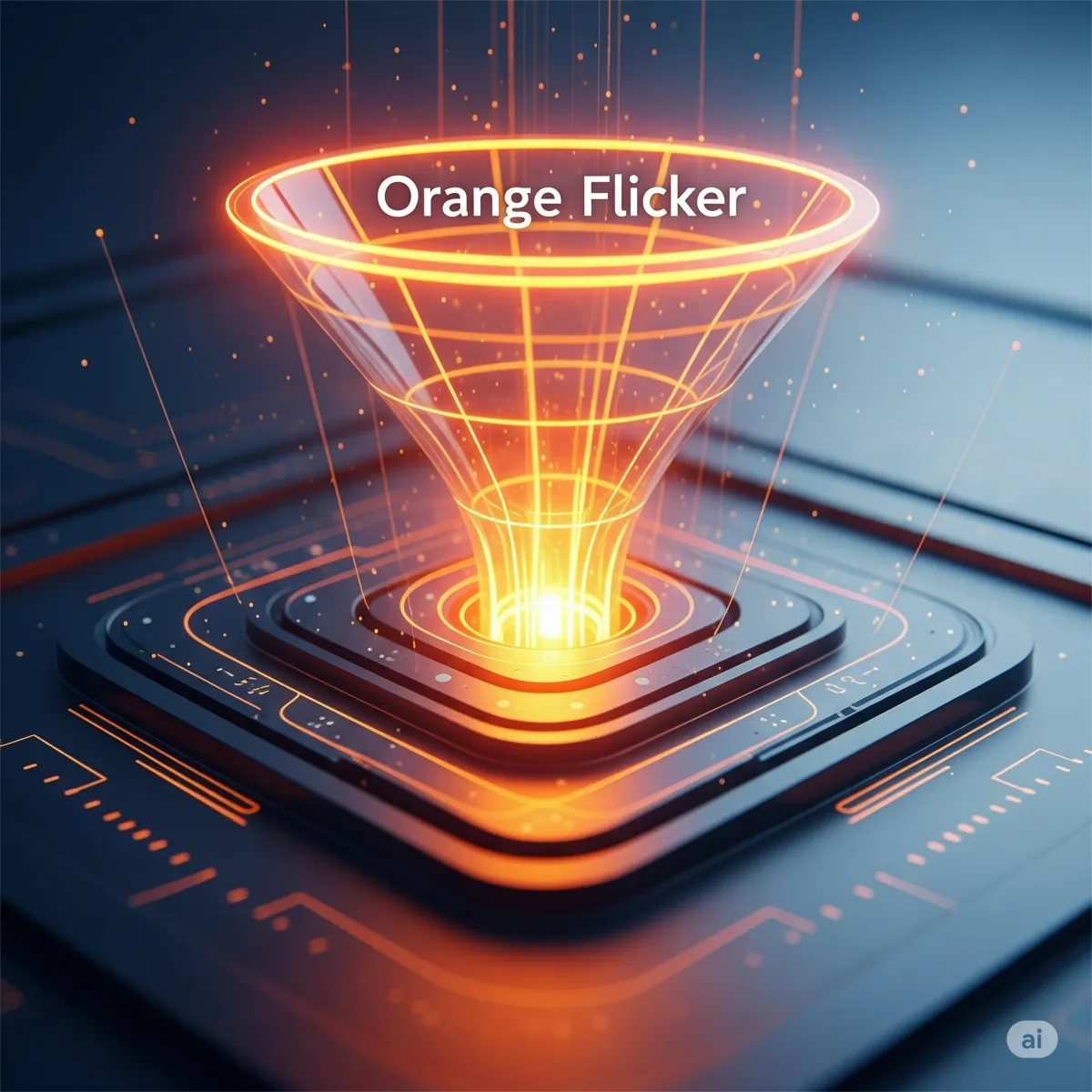 Dynamic digital funnel by Orange Flicker, pulling in data and engagement symbols for optimized marketing campaigns