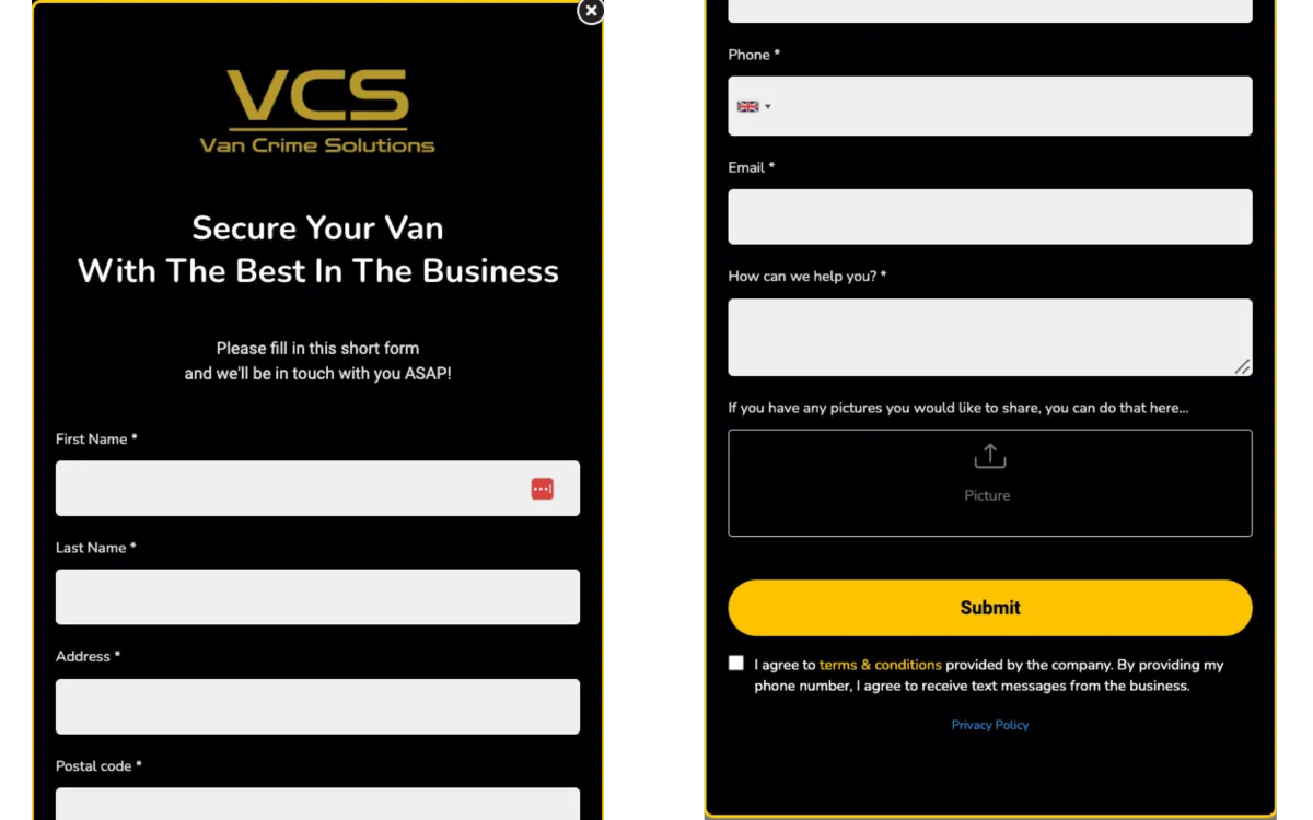 Van Crime Solutions Contact Form