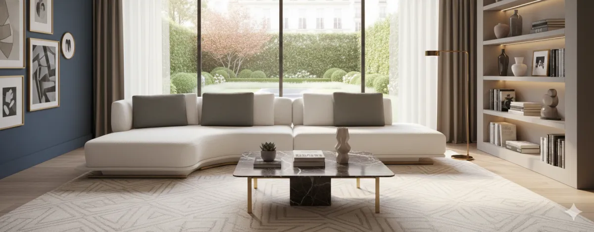 Sofá de 3 lugares em linho para sala de estar sofisticada.