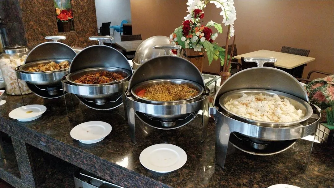 all you can eat lunch buffet spread with fresh food options
