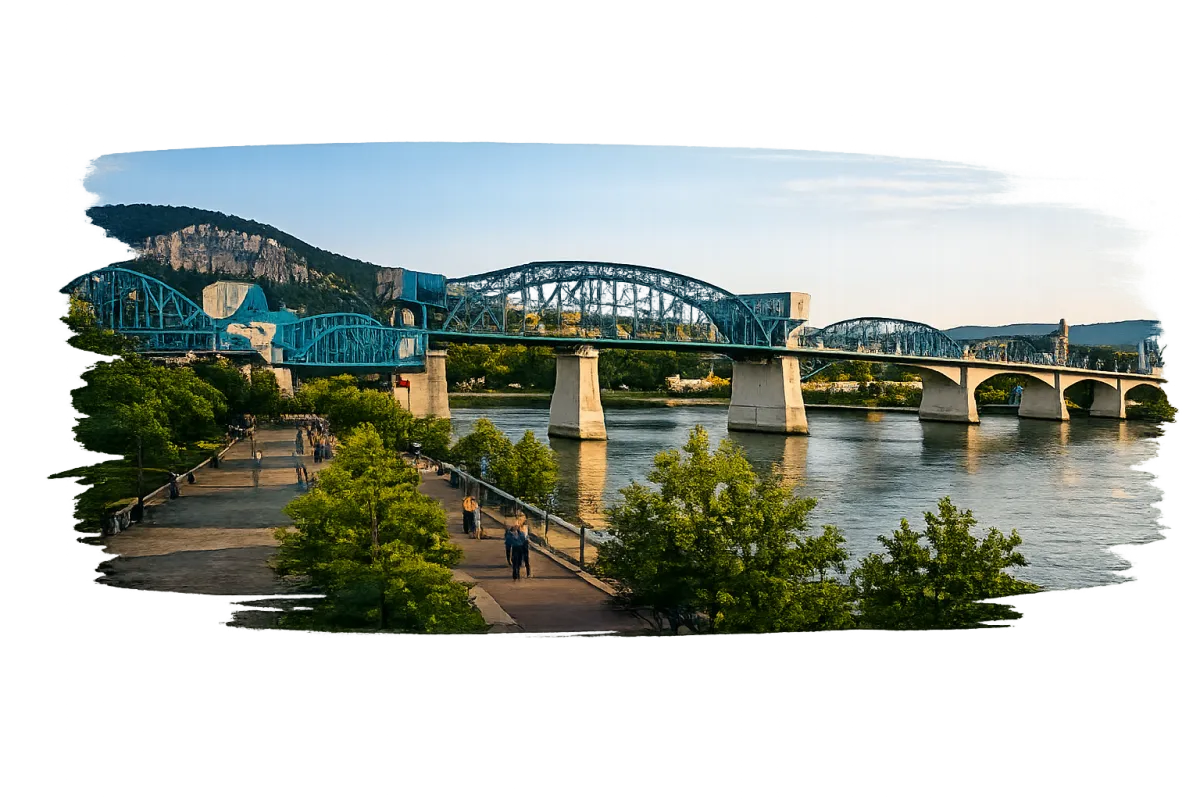 Chattanooga Go App Home and Explore Tabs Mockup