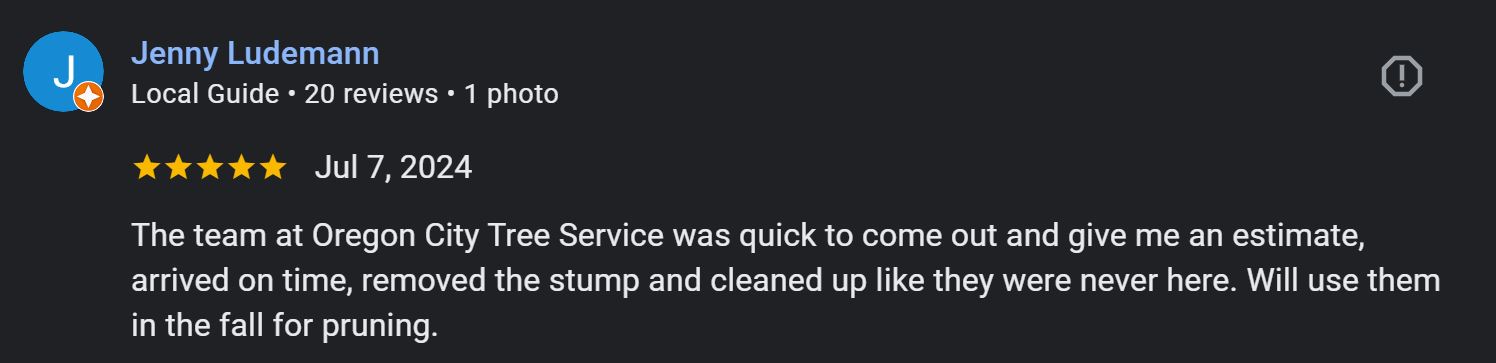 Oregon City Tree Service Review