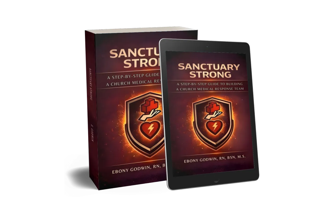 Photo mockup of Sanctuary Strong Book and Digital copy of book