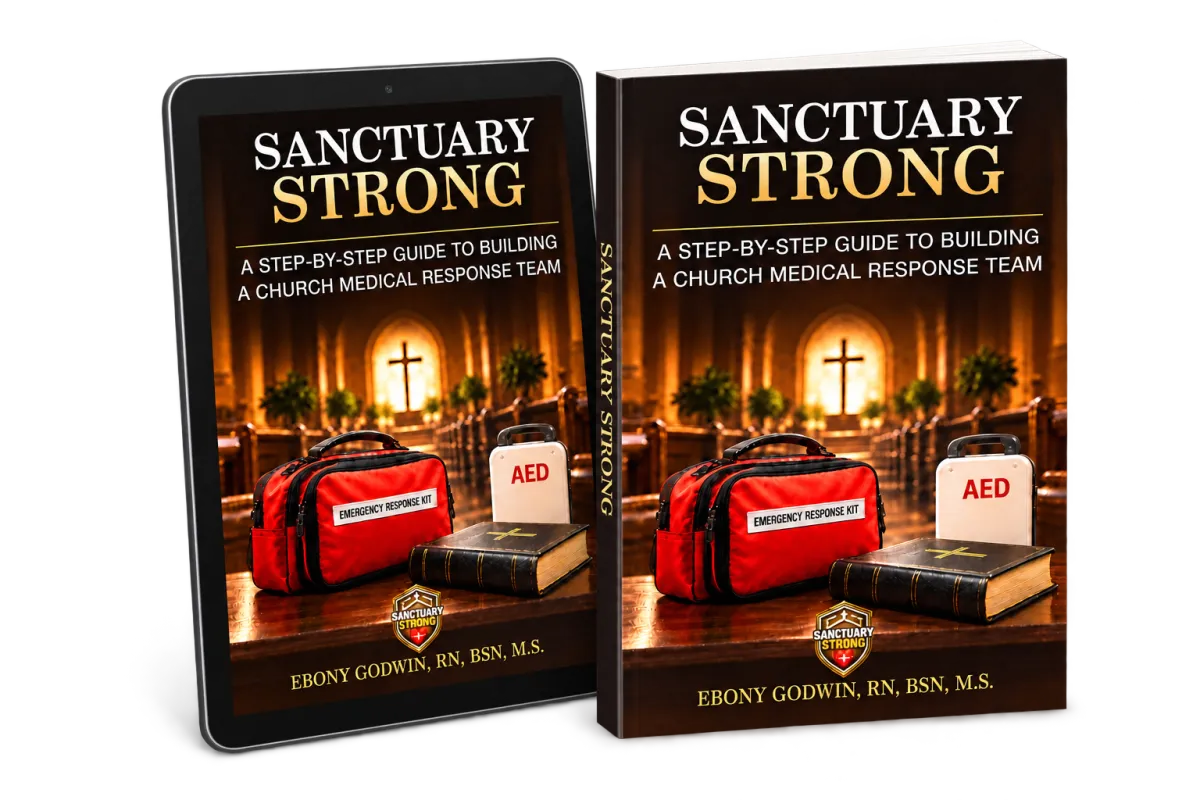 Photo mockup of Sanctuary Strong Book and Digital copy of book